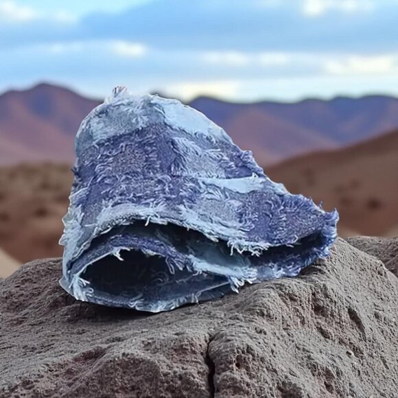 🆕️Trendy Boho Patchwork Raw Edge Denim Bucket Hat Adjustable Retro Trendy Style - Picture 8 of 10